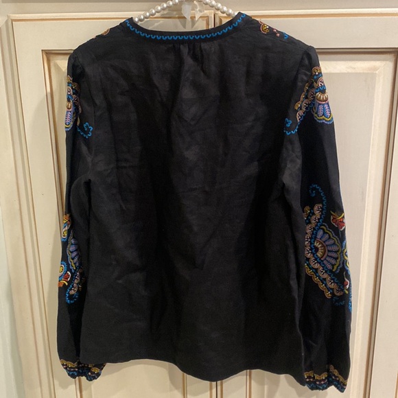 Boden Black Embroidered Boho Linen Tunic - Picture 7 of 15